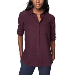 Athleta Heat Gen Tech Maroon Button Up Flannel Size Small